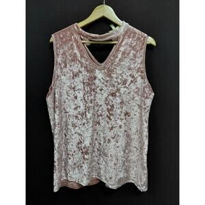Jesse & J T6123X Jesse & Crushed Velvet Tank Top Pink Size 1X-See Measurements